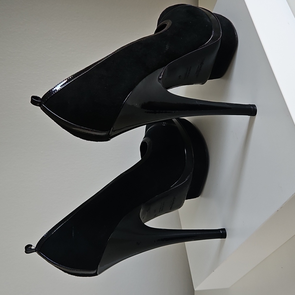 YSL Yves Saint Laurent Black Suede & Patent Leather Platform Heels Size EU 41 - Picture 6 of 8